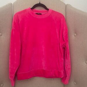 Mavi Crew Neck Bright Pink Velour Sweatshirt /Top Size Small